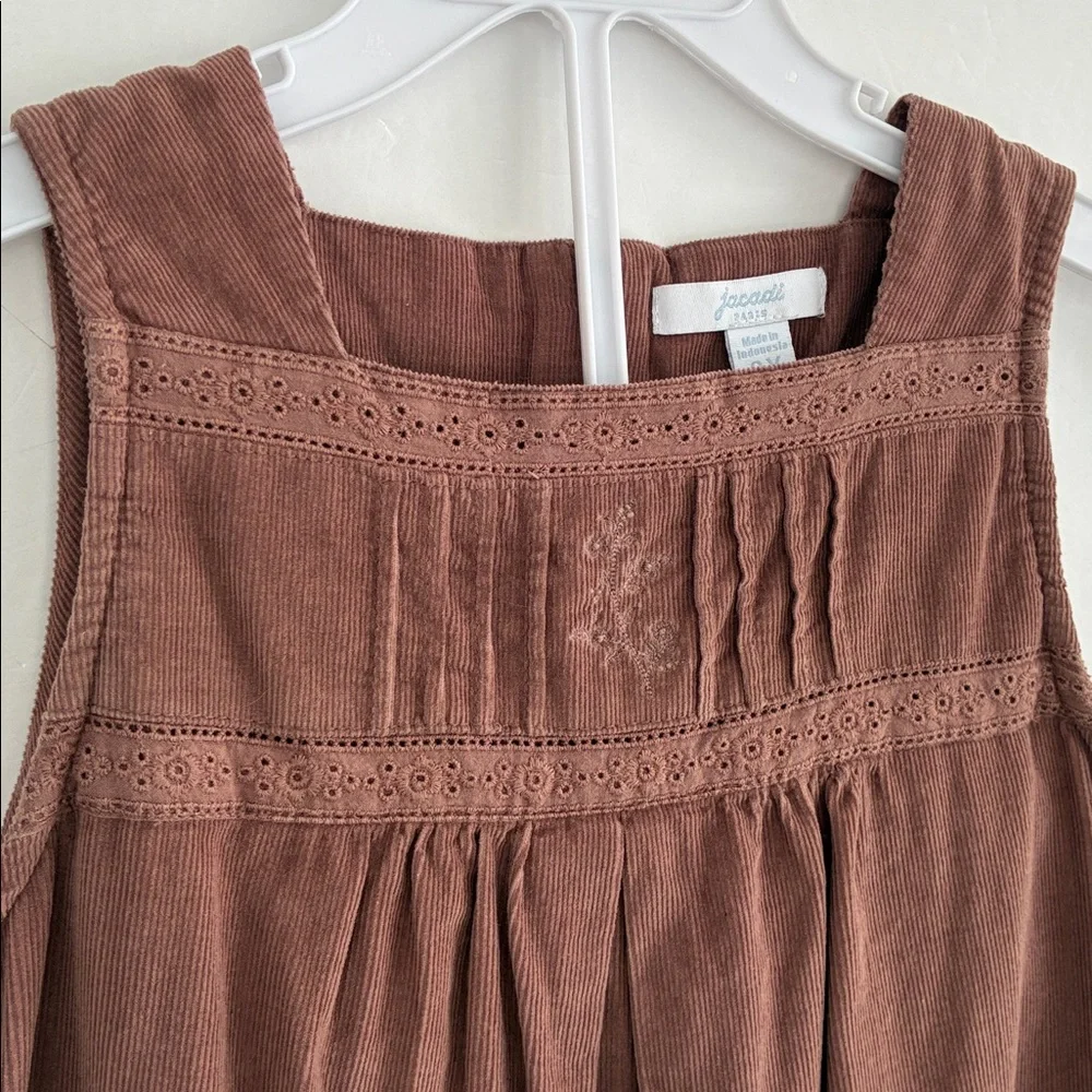 Jacadi Paris Brown Corduroy Sleeveless Dress and Jacket Set 8Y 100% Cotton